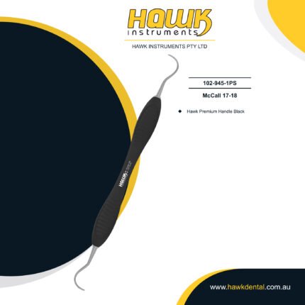 Hawk Dental McCall Curette 17–18 with curved working tip for supragingival calculus removal in Australia