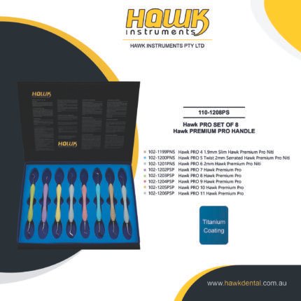 Hawk Dental 8-piece composite filling instruments set with double-ended tips for restorative dentistry in Australia