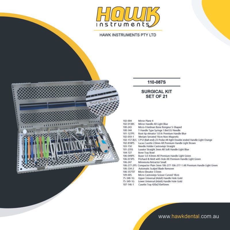 Hawk Dental 21-Piece Dental Surgical Instruments Set Australia