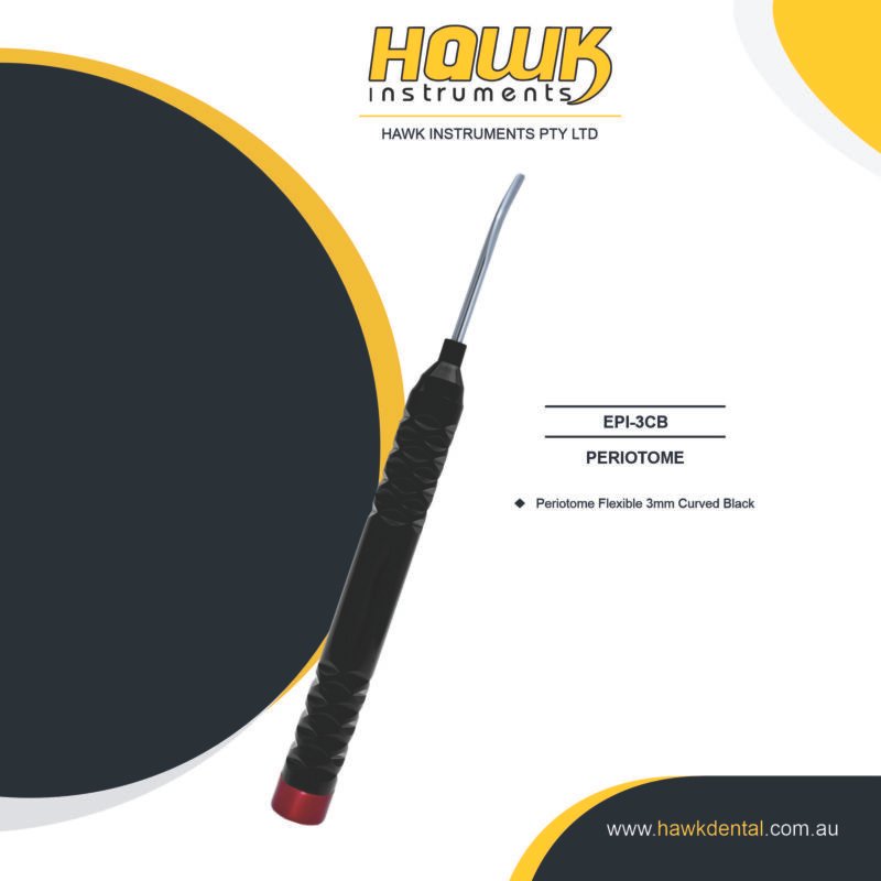 Hawk Instruments Autoclavable Flexible Periotome 3mm Curved Tip for atraumatic tooth extraction in Australia